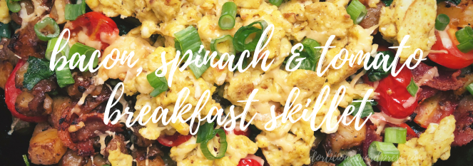 bacon spinach tomato breakfast skillet featured image